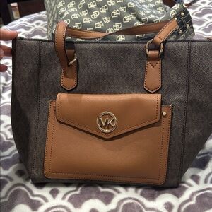 Michael Kors Black and Brown Tote Bag